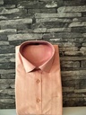 Casual Light Orange Textured Shirt - Slim Fit