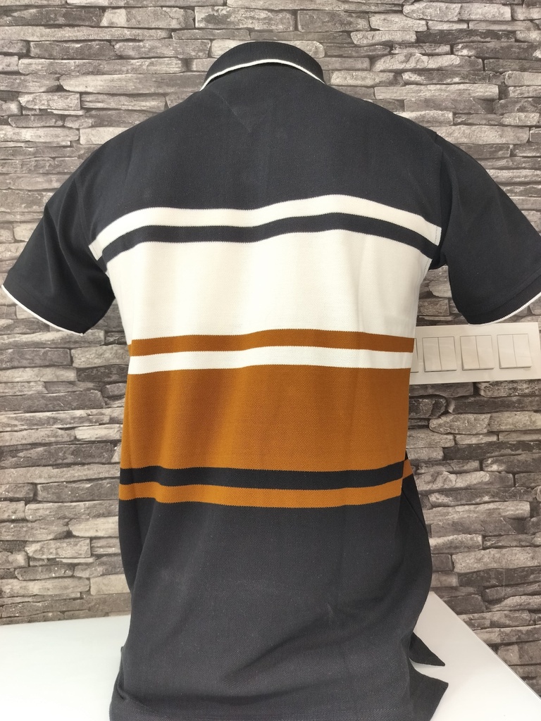 Black Striped Matty finish Polo T-shirt