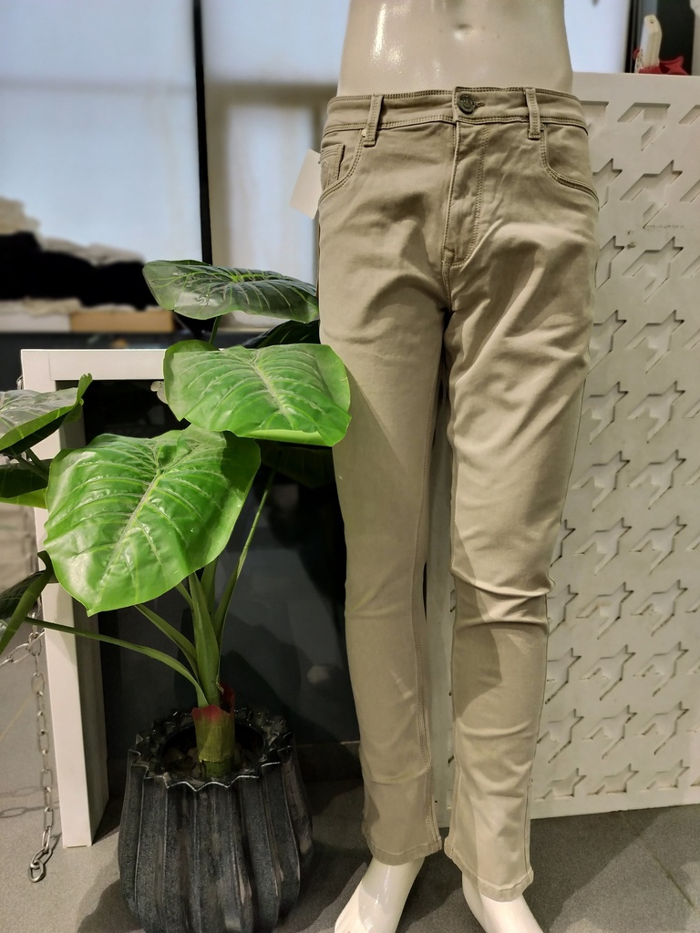 Comfort Fit Denim Textured Jeans - Light Brown Cream