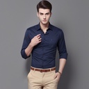 Casual Navy Blue Textured Shirt - Slim Fit