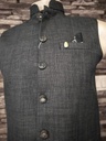 Bandhgala Formal matty fabric Solid Waistcoat - Dark Grey