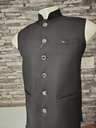 Bandhgala Formal Matty fabric Solid Waistcoat - Black