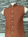 Bandhgala Formal matty fabric Solid Waistcoat - Brick Brown