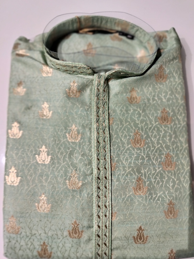 Silk Sequence Embroidery Long Kurta with Astar Fabric - Pista Green
