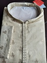 Silk Sequence Embroidery Long Kurta with Astar Fabric - Cream Gold