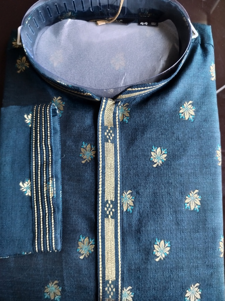 Silk Sequence Embroidery Long Kurta with Astar Fabric - Bottle Green 2